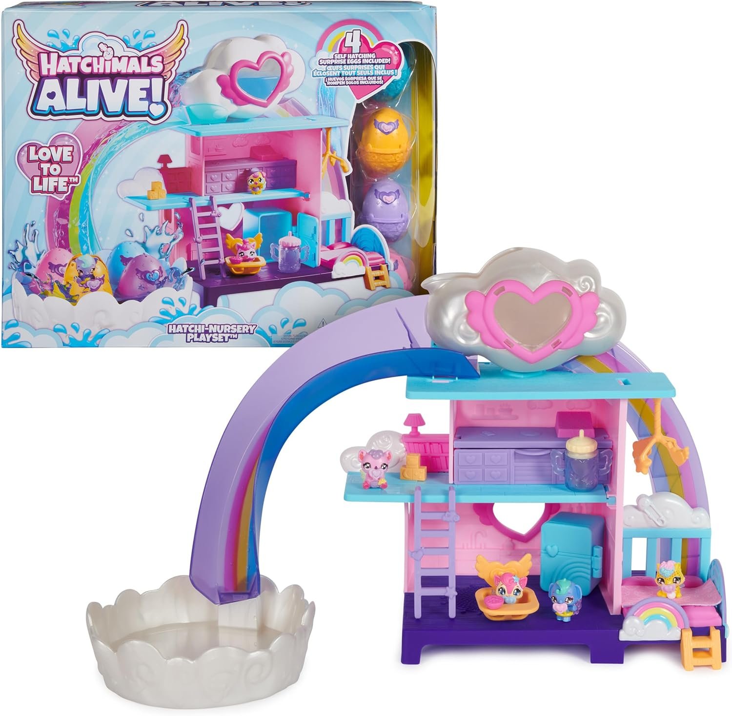 Hatchimals Alive, Hatchi-Nursery Playset Toy with 4 Mini Figures in Self-Hatching Eggs, 13 Accessories, Gifts & Stocking Stuffers for Girls & Boys Ages 3 & up
