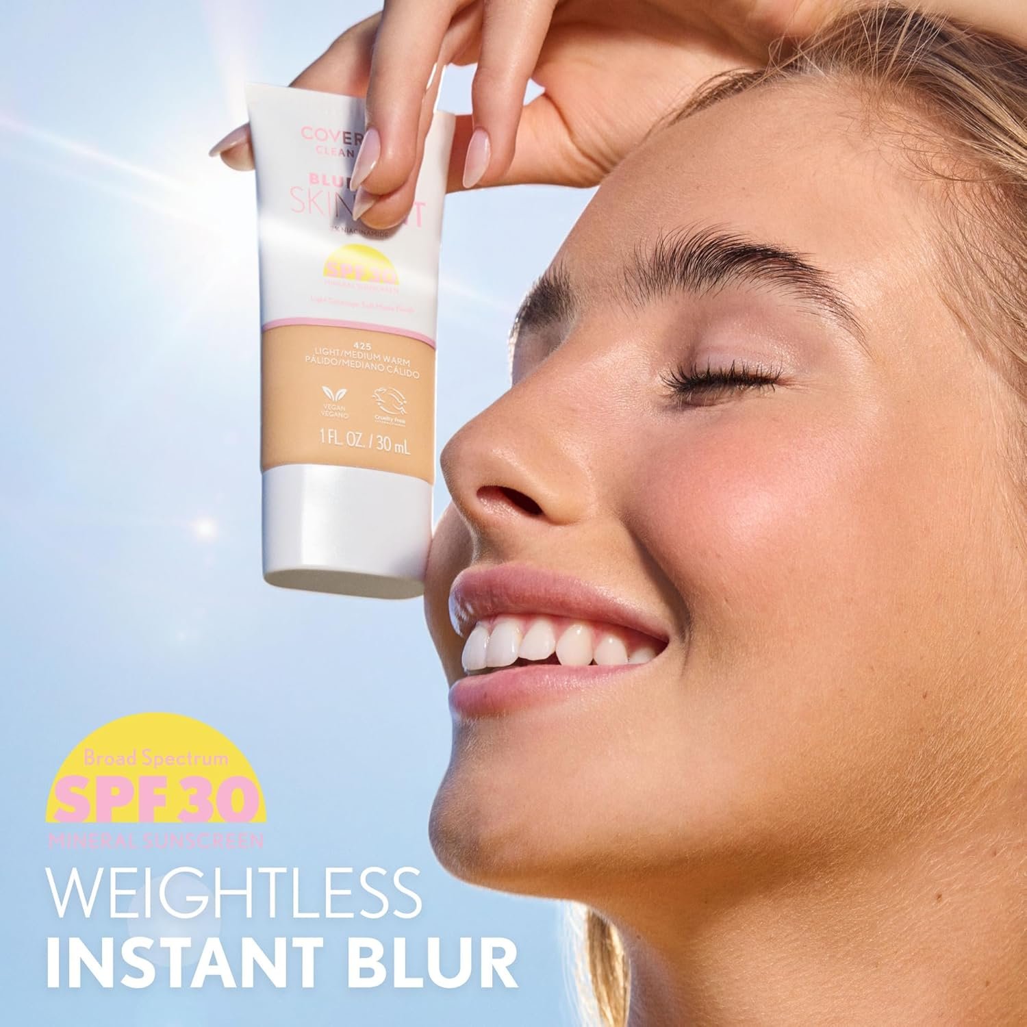 COVERGIRL Clean Fresh Blurring Skin Tint with SPF 30, 420 Light/Medium Neutral, Liquid Foundation, Soft Matte Finish, Smooths, Brightens, Blurs Pores, Mineral Sunscreen, Vegan Formula - Image 4