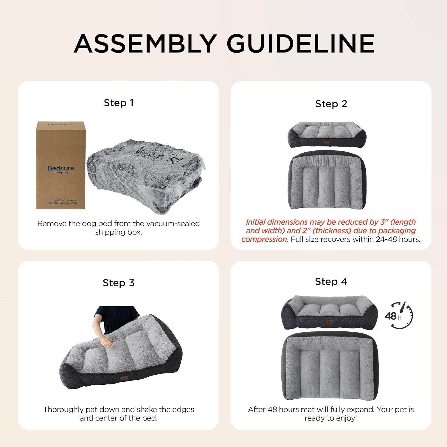 Bedsure XL Orthopedic Dog Beds Large Sized Dog - Extra Thick Supportive Dogs Couch with Waterproof Washable Cover, Extra Large Comfort Pet Bed Sofa with Soft Plush Sherpa and Nonskid Bottom, Grey, 42" - Image 7