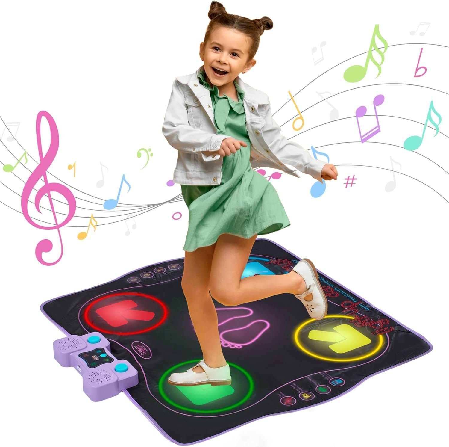 Kidzlane Electronic Dance Mat for Kids 8-12, Wireless Kids' Dance Pad with Bluetooth/AUX, Built-in Music, 5 Challenge Levels, 4 Modes - Interactive Toys for Children, Ages 6 and Up - Image 7