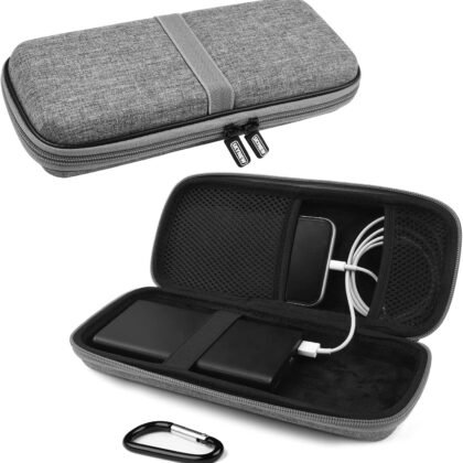 Powerbank Hard Travel Case Compatible RAV Power 26800/20100/20000mAh, Anker Power Core 26800mAh/ PowerCore +26800mAh, ROMOSS 30000mAh, Miady Charger, Ekrist, Lab599 Tx500 Radio(Light Grey)