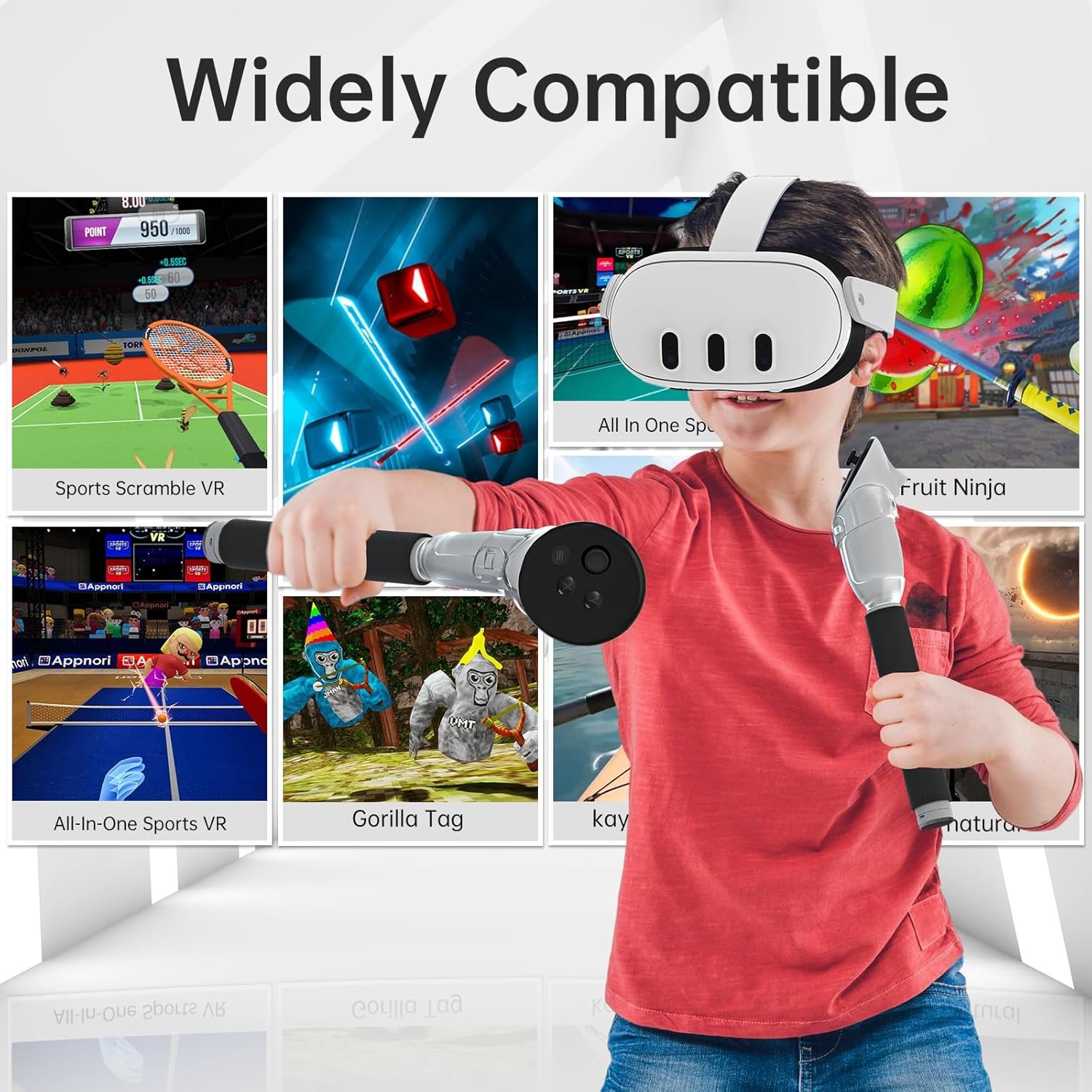 Hibloks 3 in 1 Handle Attachments Compatible with Meta Quest 3 / Oculus Quest 3S Controller, Beat Saber/Baseball/Golf Club/VR Gorilla Tag Long Arms Grips for Meta Quest 3/3S Accessories - Image 5