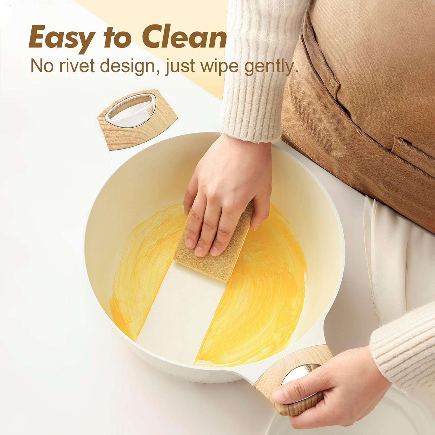 SENSARTE Ceramic Cookware Set, Pots and Pans Set Non stick, 14-Piece Induction Cookware, Non toxic Healthy Non Stick Kitchen Cooking Set, with Frying Pans Set, PFAS PTFE PFOA PFOS Free - Image 5