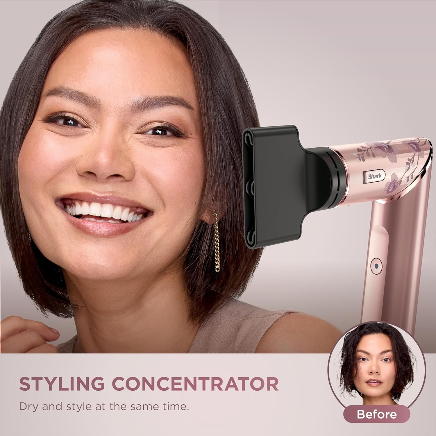 Shark FlexStyle Air Styling & Drying System, Powerful Hair Dryer Brush & Multi-Styler with Auto-Wrap Curlers, Concentrator Attachment and Storage Bag, Blossom Bliss, HD432RS - Image 4