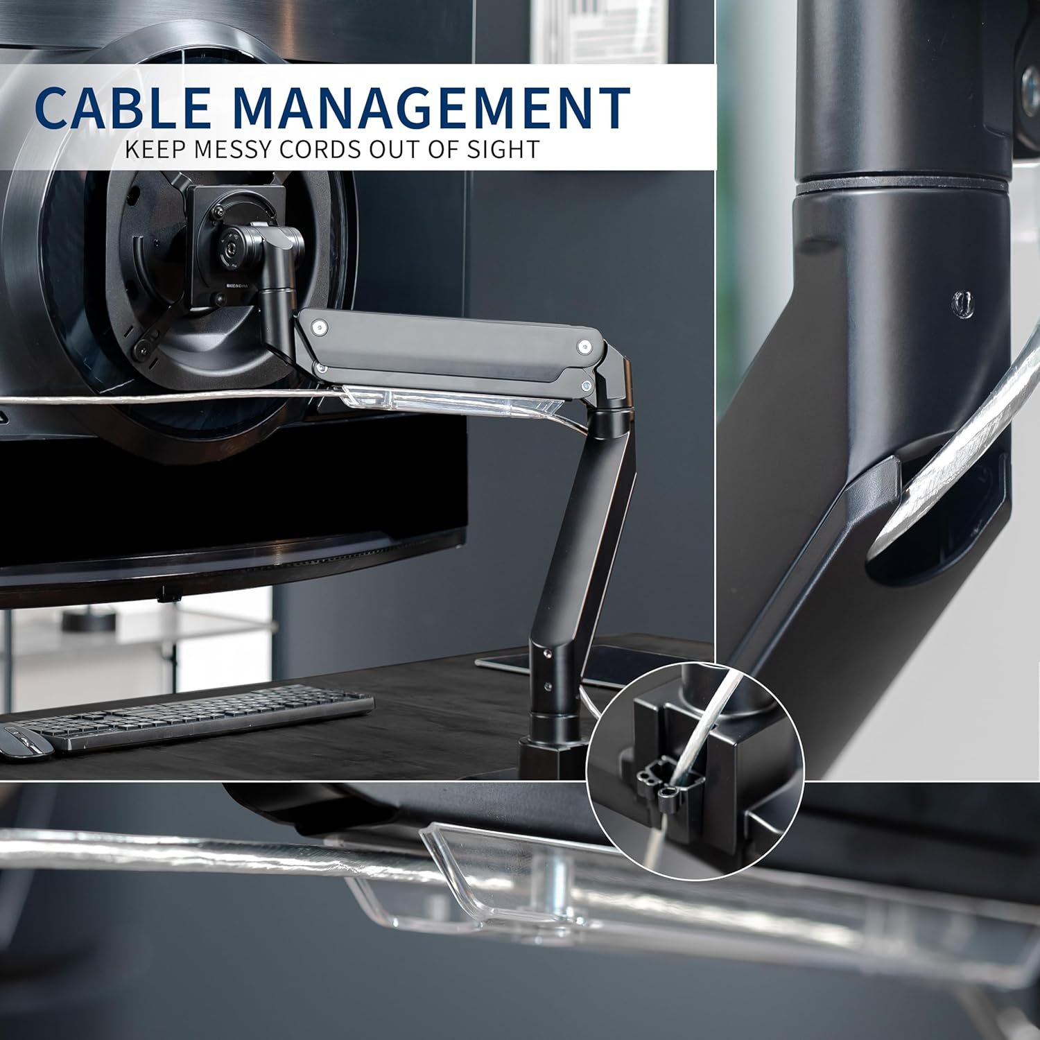 VIVO Heavy Duty Ultrawide Monitor Arm for 57 inch Screens up to 59.4 lbs, Desk Mount TV and Monitor Stand Designed for Samsung Odyssey Ark, Neo G9, ViewFinity S9, and More, Black, STAND-GT55 - Image 8