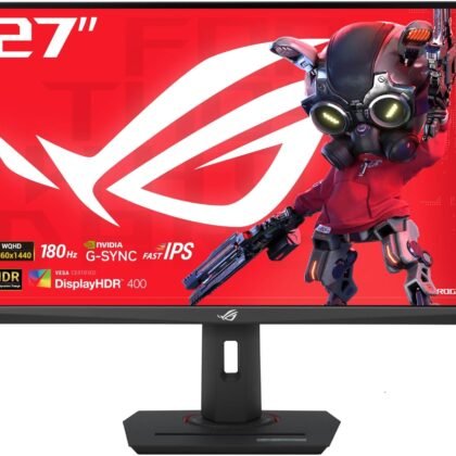 ASUS ROG Strix 27” QHD (2560x1440) HDR400 USB-C Gaming Monitor (XG27ACS), 180Hz,1ms, Fast IPS, 133% sRGB, Extreme Low Motion Blur Sync, G-Sync Compatible, DisplayWidget, Tripod Socket, 3 Year Warranty