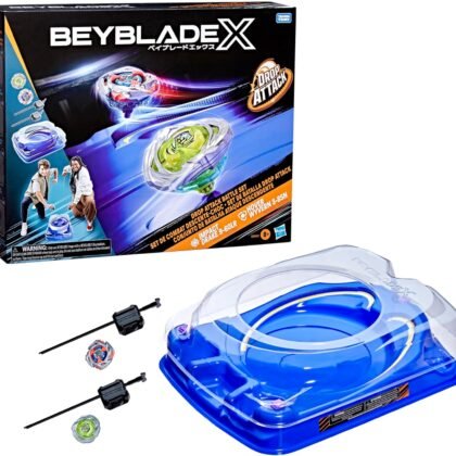 Beyblade X Drop Attack Battle Set with Beystadium Arena, 2 Takara Tomy Tops & Launchers, Impact Drake 9-60LR & Hover Wyvern 3-85N, Battling Game Toys, Kids, Ages 8+