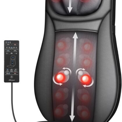 Snailax shiatsu Neck & Back Massager with Heat, Full Back Kneading Shiatsu or Rolling Massage, Massage Chair pad with Height Adjustment, Back Massager for Neck and Shoulder