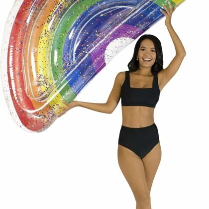 Poolcandy Ride-On 72 in. Classic Rainbow Giant Half Island Inflatable Pool Float - 1 Each