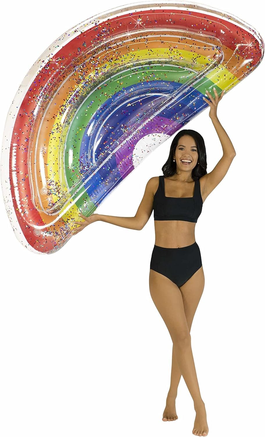 Poolcandy Ride-On 72 in. Classic Rainbow Giant Half Island Inflatable Pool Float - 1 Each