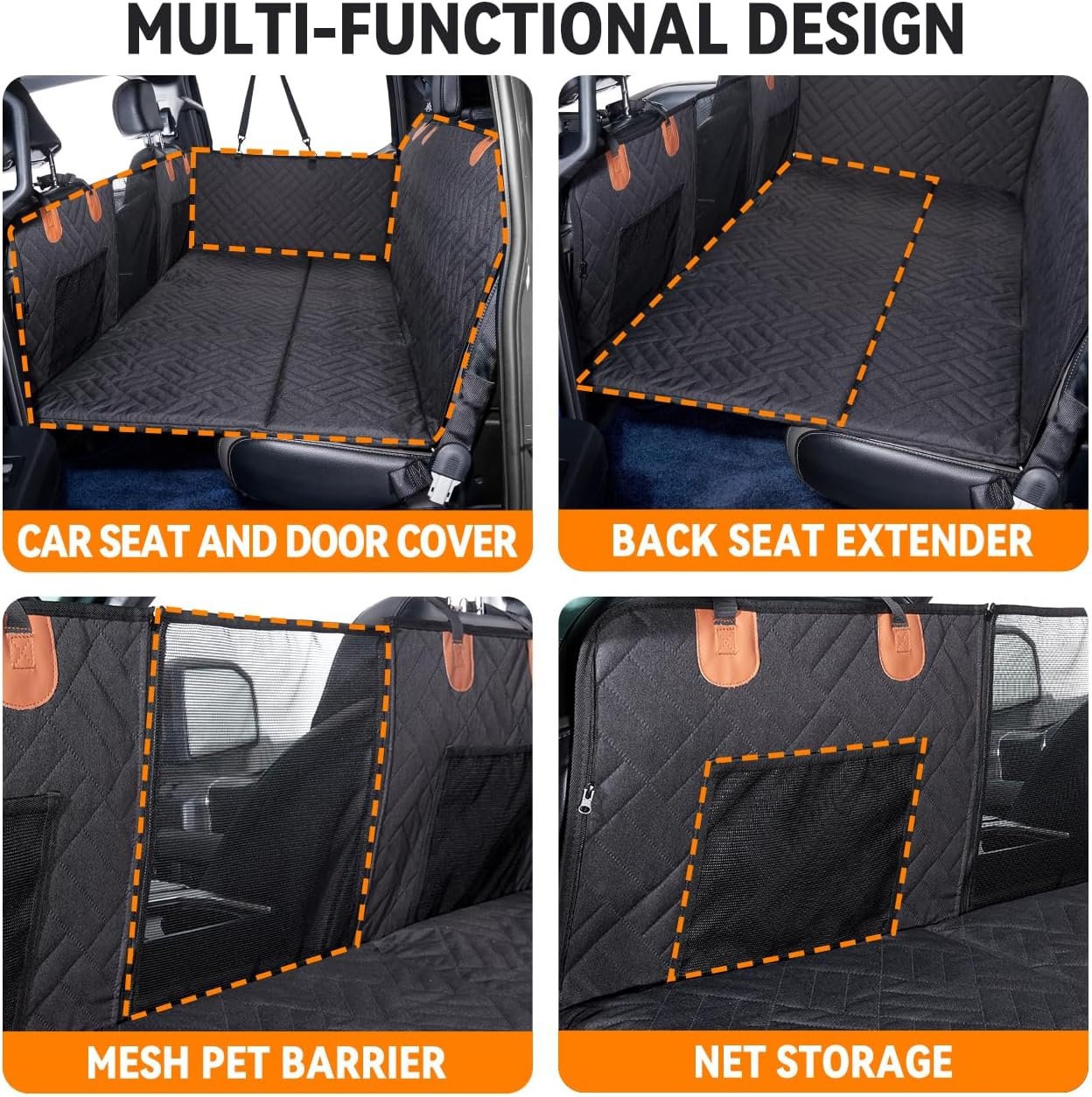 YJGF Dog Back Seat Extender for Truck,Truck Seat Cover Back Seat,Dog Hammock for Truck,Pet Seat Covers for Dogs,Hard Bottom Seat Extender for Dogs,Dog Seat Cover for F150/RAM1500/Silverado (Black) - Image 4