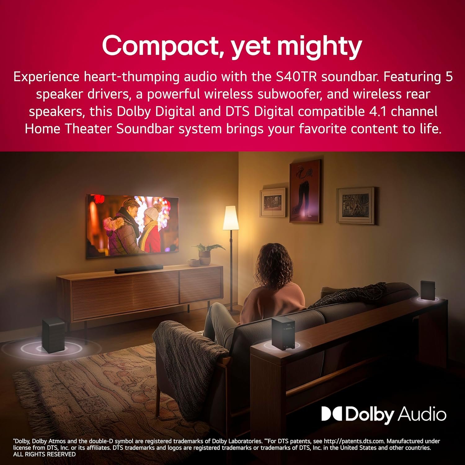 LG S40TR 4.1 ch. Home Theater Soundbar with Rear Surround Speakers and Wireless Subwoofer, Wow Interface, Dolby Audio, AI Sound Pro, 2024 Model, Amazon Exclusive - Image 2