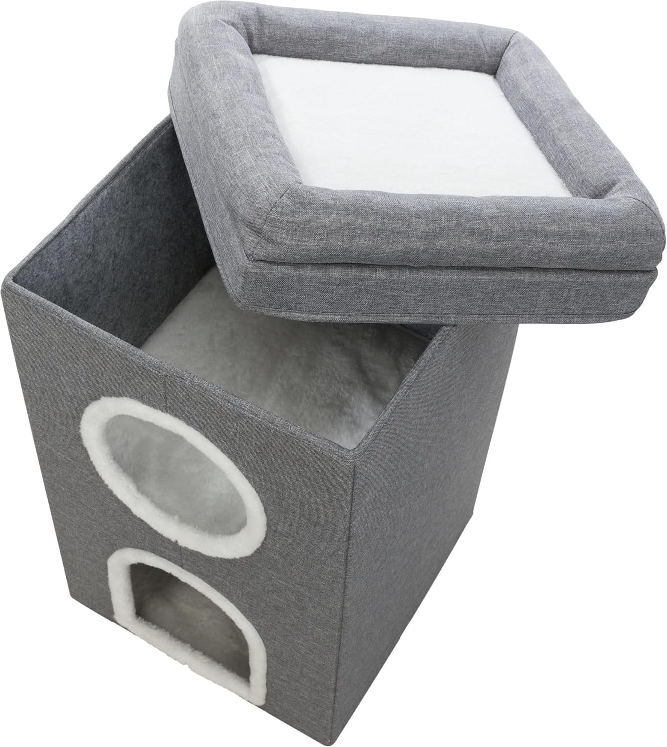TRIXIE Saul Cat Condo | 2-Story Condo Tower | Scratching Surface | Foldable for Easy Storage | Gray - Image 6