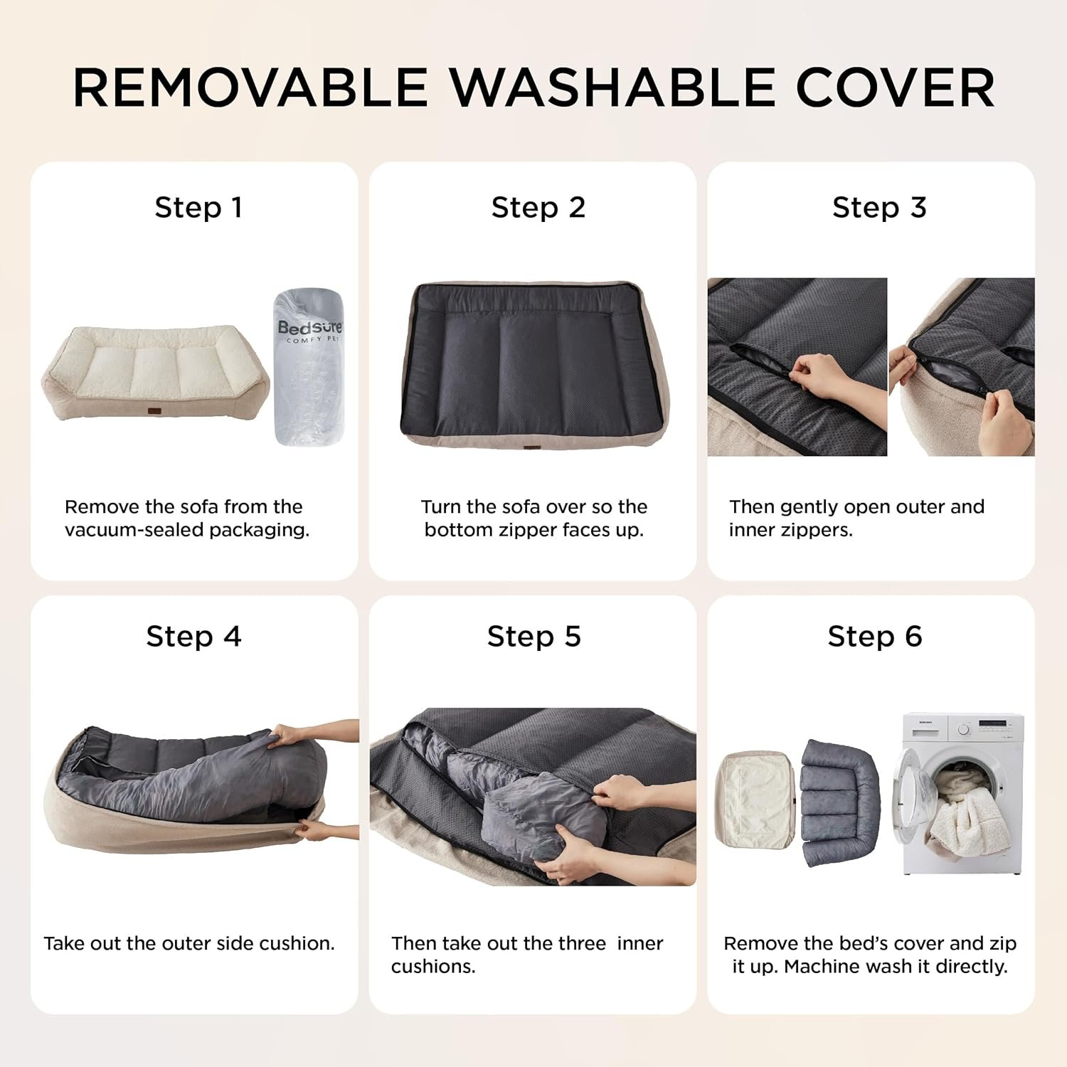 Bedsure XL Orthopedic Dog Beds Large Sized Dog - Extra Thick Supportive Dogs Couch with Waterproof Washable Cover, Extra Large Comfort Pet Bed Sofa with Soft Plush Sherpa and Nonskid Bottom, Grey, 42" - Image 8