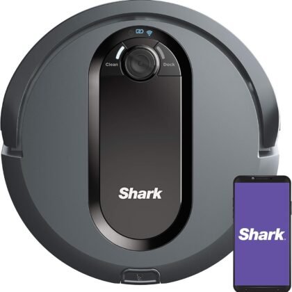 Shark IQ Robot Vacuum AV970 Self Cleaning Brushroll, Advanced Navigation, Perfect for Pet Hair, Works with Alexa, Wi Fi, xl dust bin, A black finish
