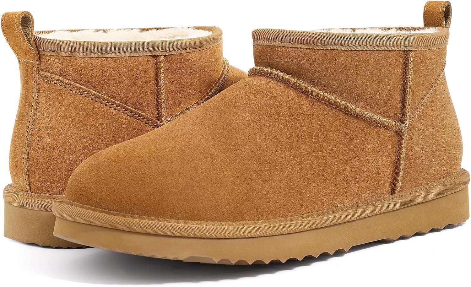 Genuine Suede Mini Boots for Women Winter Fuzzy Snow Boots Short Ankle Boot with Fur Lined - Image 8