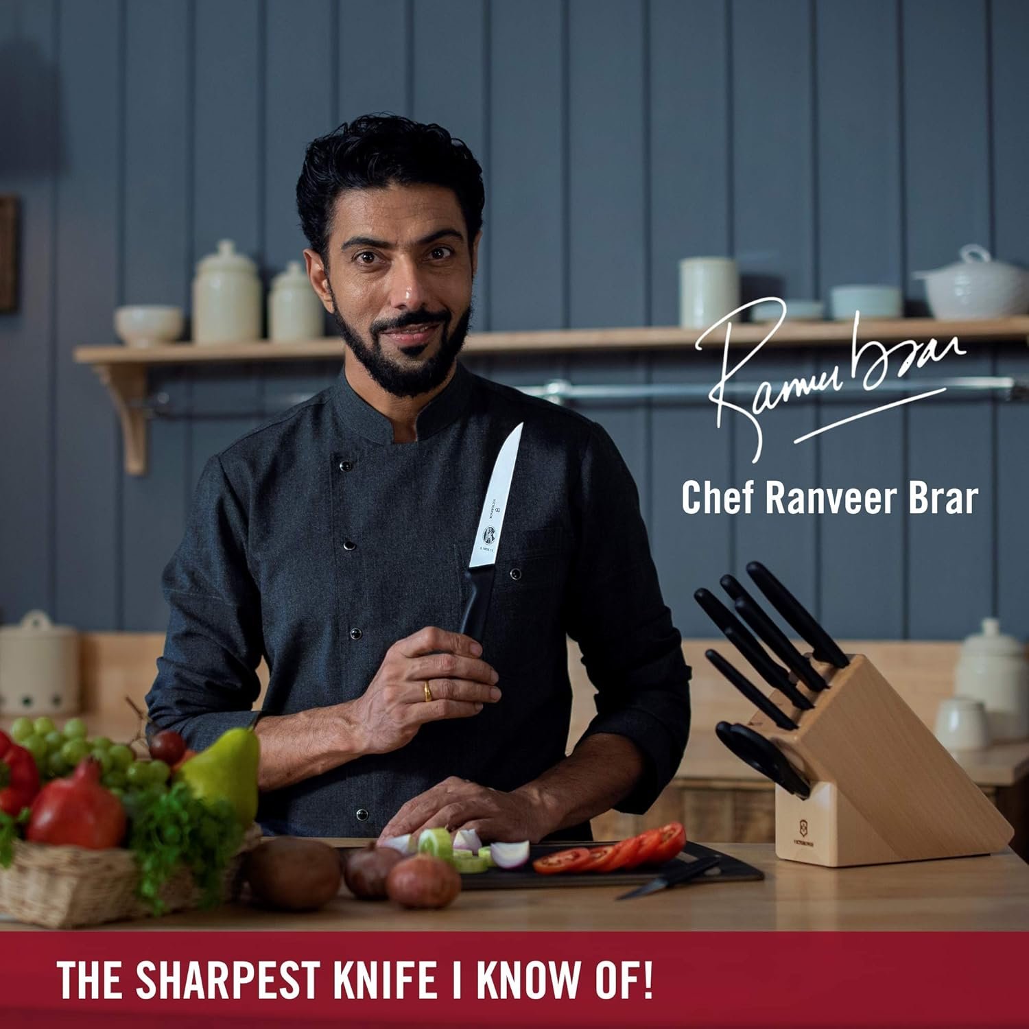 Victorinox Swiss Classic 8 Inch Chef's Knife with Granton Blade, Stainless Steel, Black - Image 2