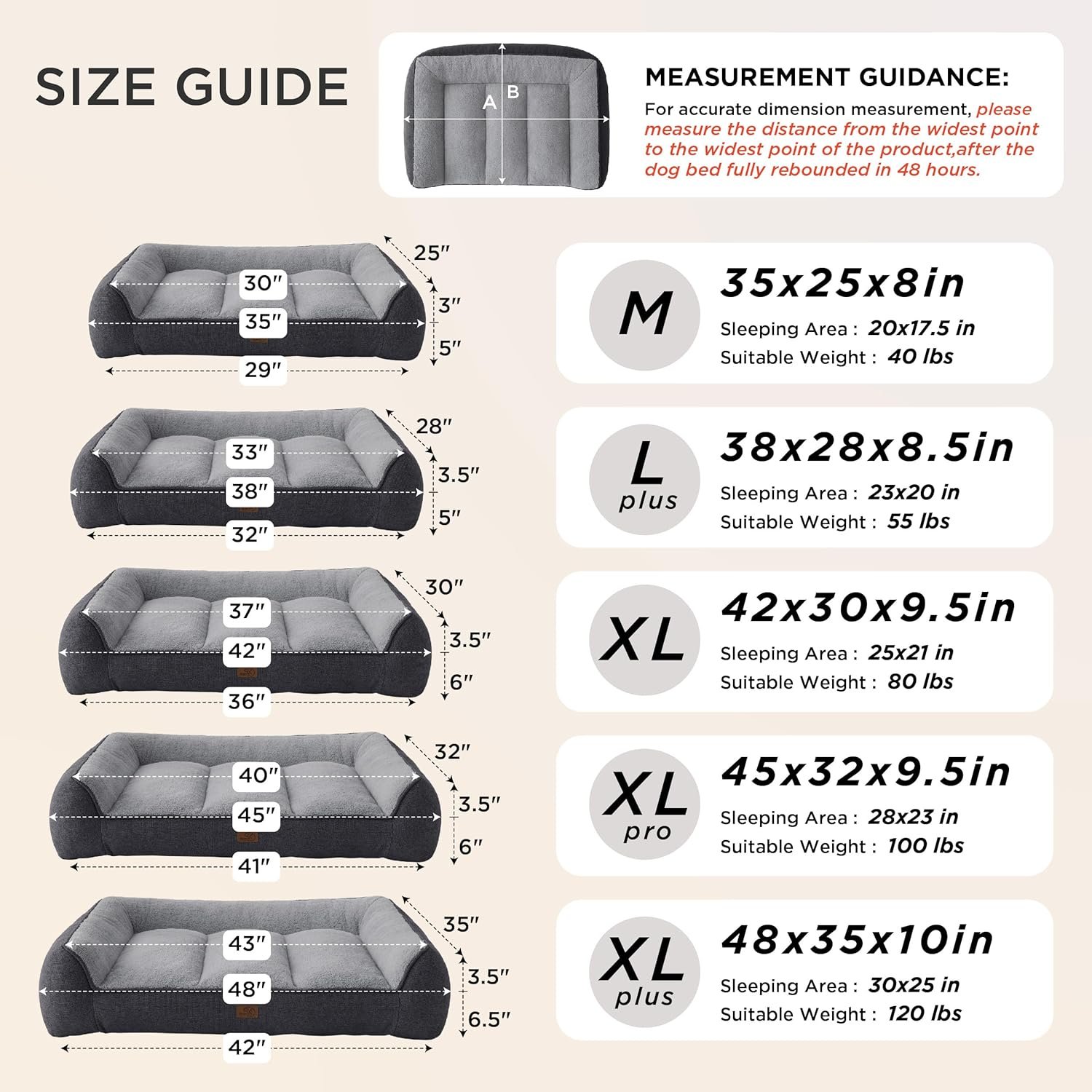 Bedsure XL Orthopedic Dog Beds Large Sized Dog - Extra Thick Supportive Dogs Couch with Waterproof Washable Cover, Extra Large Comfort Pet Bed Sofa with Soft Plush Sherpa and Nonskid Bottom, Grey, 42" - Image 3