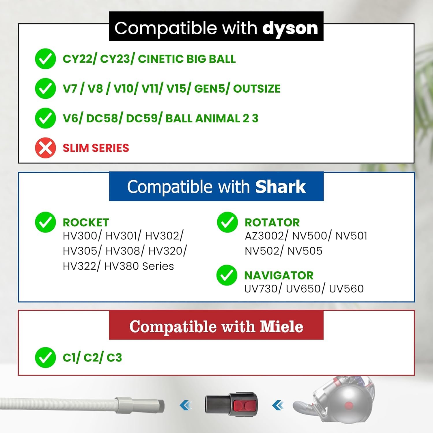 Pet Hair Grooming Brush Vacuum Attachment for Dyson V7 V8 V10 V11 V15/Big Ball/V6 DC58 DC59, Compatible with Shark NV501/HV322/HV301 Miele 1-3/8'' & Small Shop Vacs 1.25" – Cat/Dog Grooming Brush - Image 3