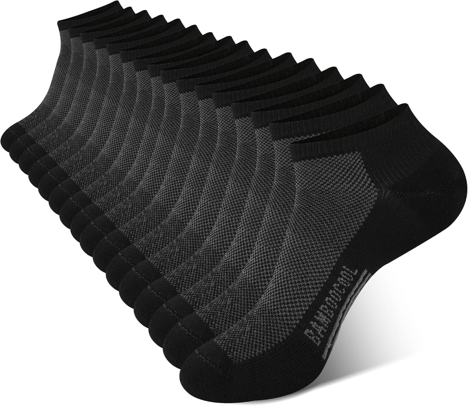 BAMBOO COOL Men's Athletic Ankle Socks Cushioned Moisture Wicking, Low Cut Running Mesh Socks Arch Support, 8 Pack