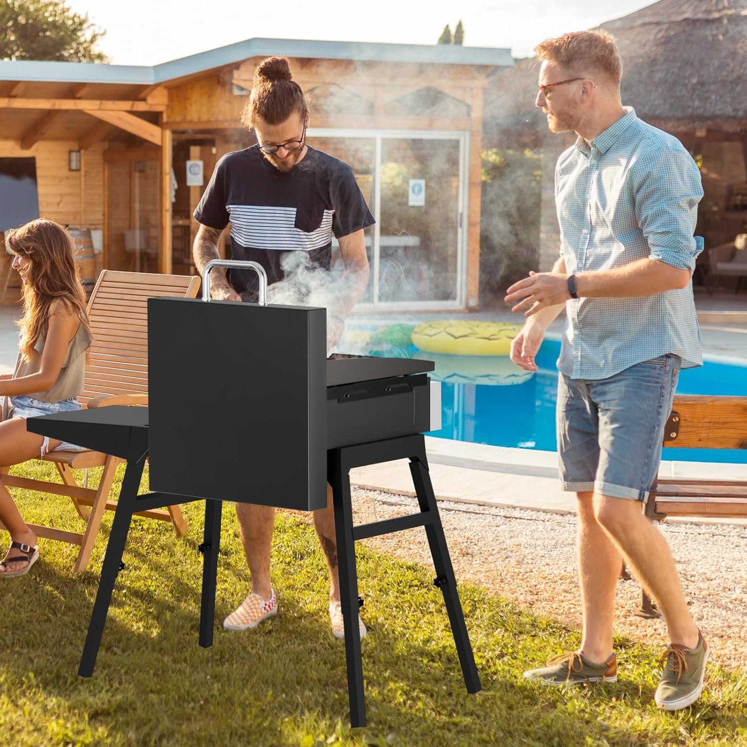 5011 Hard Cover Top Lid with Stainless Steel Handles and Wind Guard for Blackstone 22” Table Top Grill, Flat Top Griddle Accessories for Black Stone, Black - Image 7