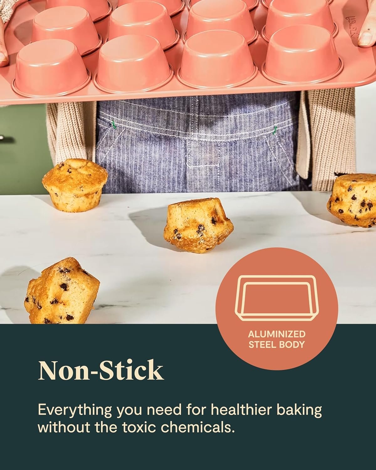 Caraway Nonstick Ceramic Bakeware Set (5 Pieces) - Baking Sheets, Assorted Baking Pans, & Storage - Aluminized Steel Body - Non Toxic, PTFE & PFOA Free - Navy - Image 5