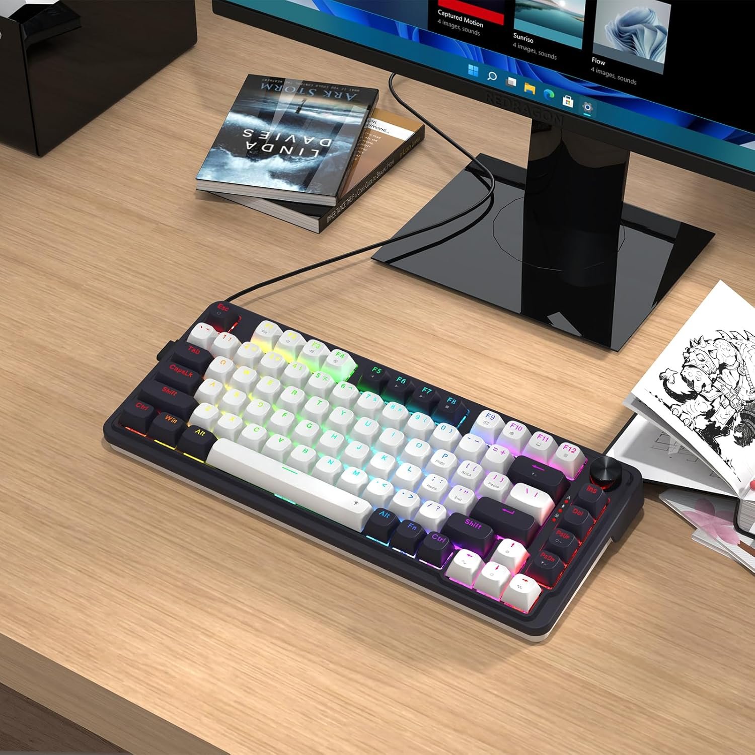 Redragon K673 HE Rapid Trigger Gaming Keyboard, 81 Keys 8K Wired Mechanical Keyboard w/Next-Gen UltraMag 100% POM Silky Magnetic Switch, Dual-Module Floating Structure Design, 2-Layer Noise Dampening - Image 8