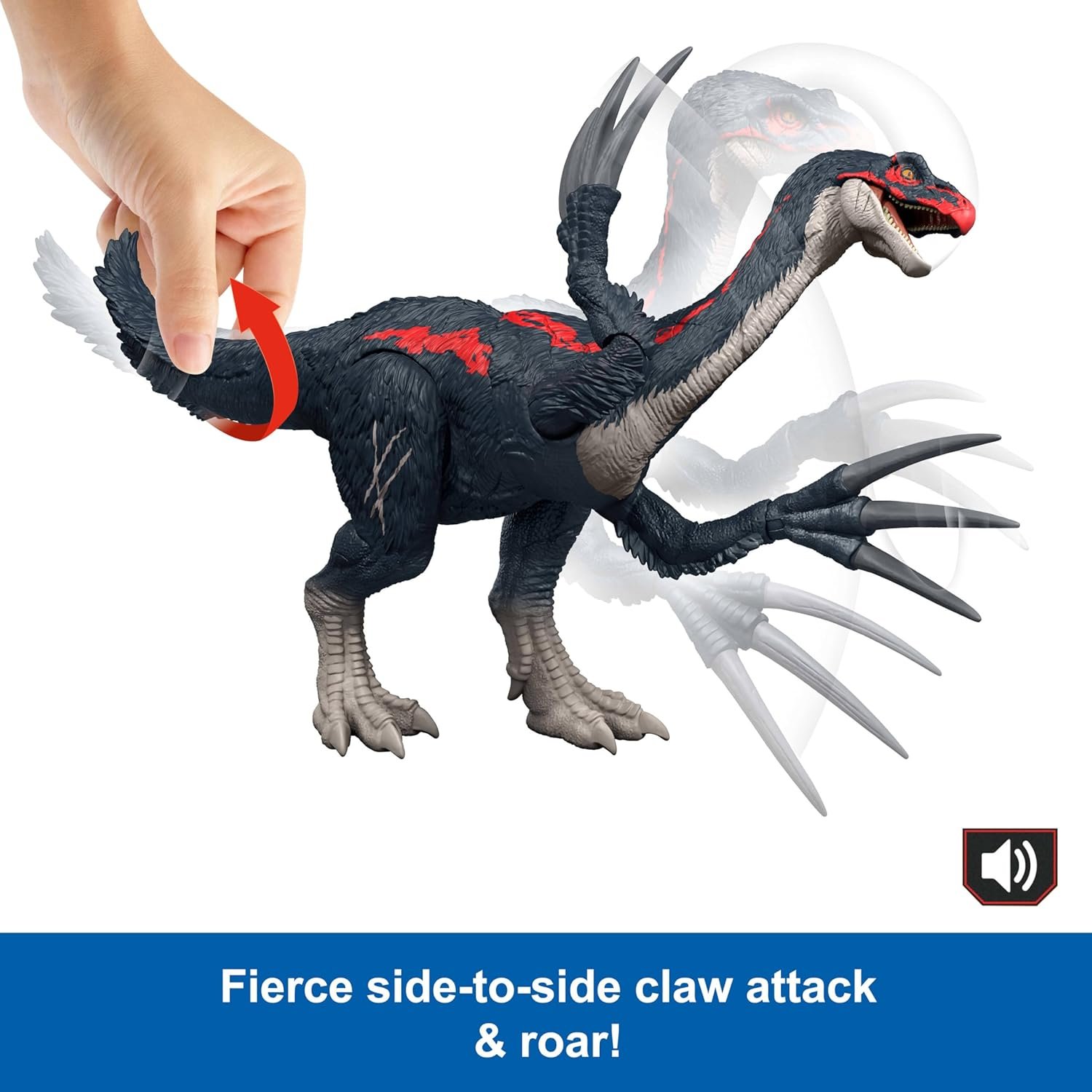 Mattel Jurassic World Chaos Theory Slash N Roar Therizinosaurus Dinosaur Action Figure Toy, Attack Claws & Sound, Digital Play - Image 4