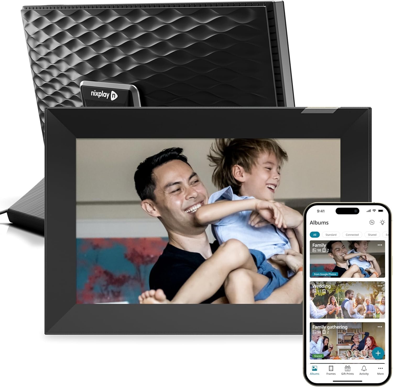 Nixplay Digital Touch Screen Picture Frame with WiFi - 10.1” Photo Frame, Connecting Families & Friends (Black/Silver)