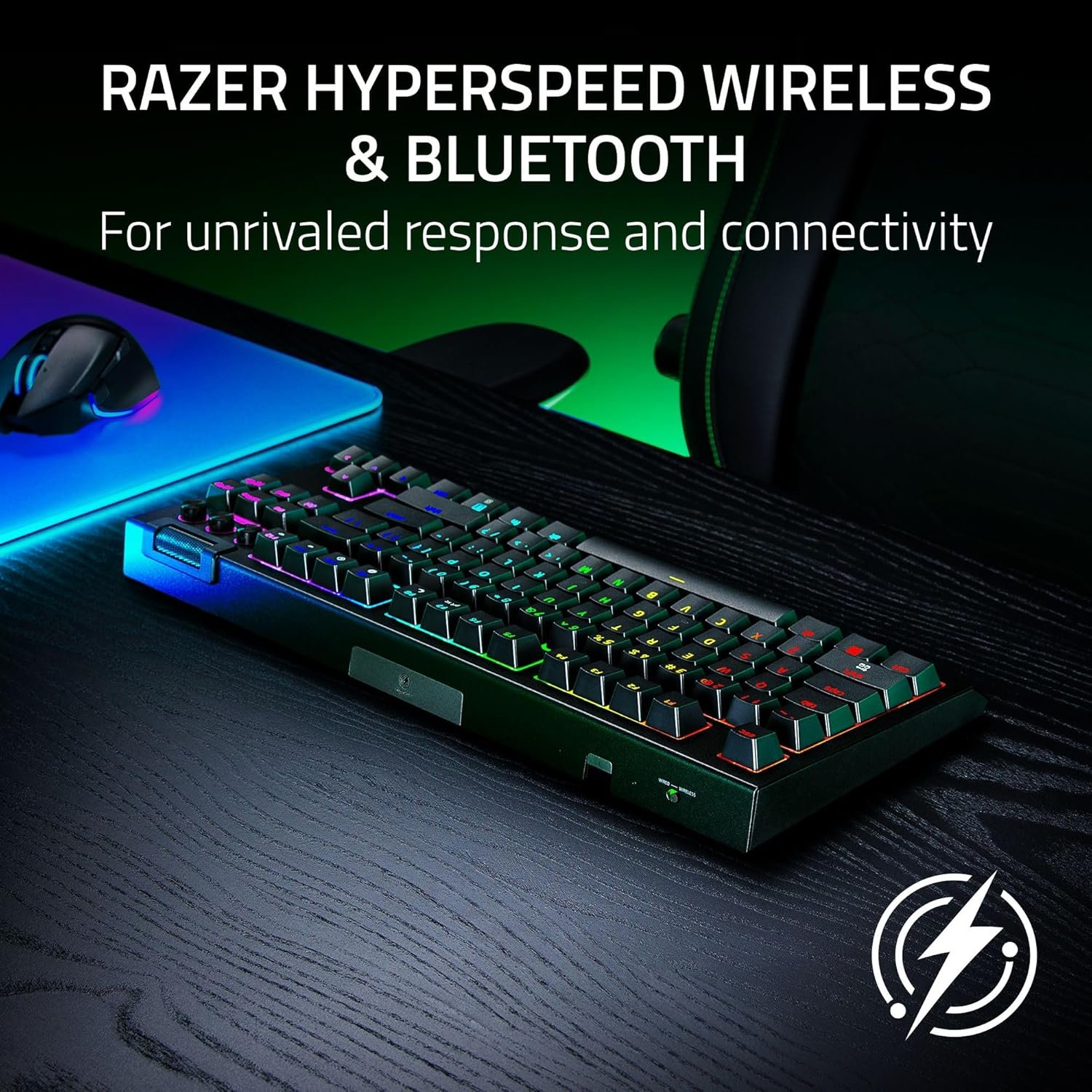 Razer BlackWidow V4 TKL HyperSpeed Wireless Hot Swappable Gaming Keyboard: Orange Tactile Switches - Wireless & Bluetooth - Multi-Function Roller & Control Buttons - Chroma RGB - Long Battery Life - Image 2