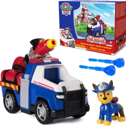 Paw Patrol Fire Rescue: Chase Rescue Fire Cruiser with Action Figure, Projectile Launcher, and Toy Truck, Kids Toys for Boys & Girls Ages 3 and Up