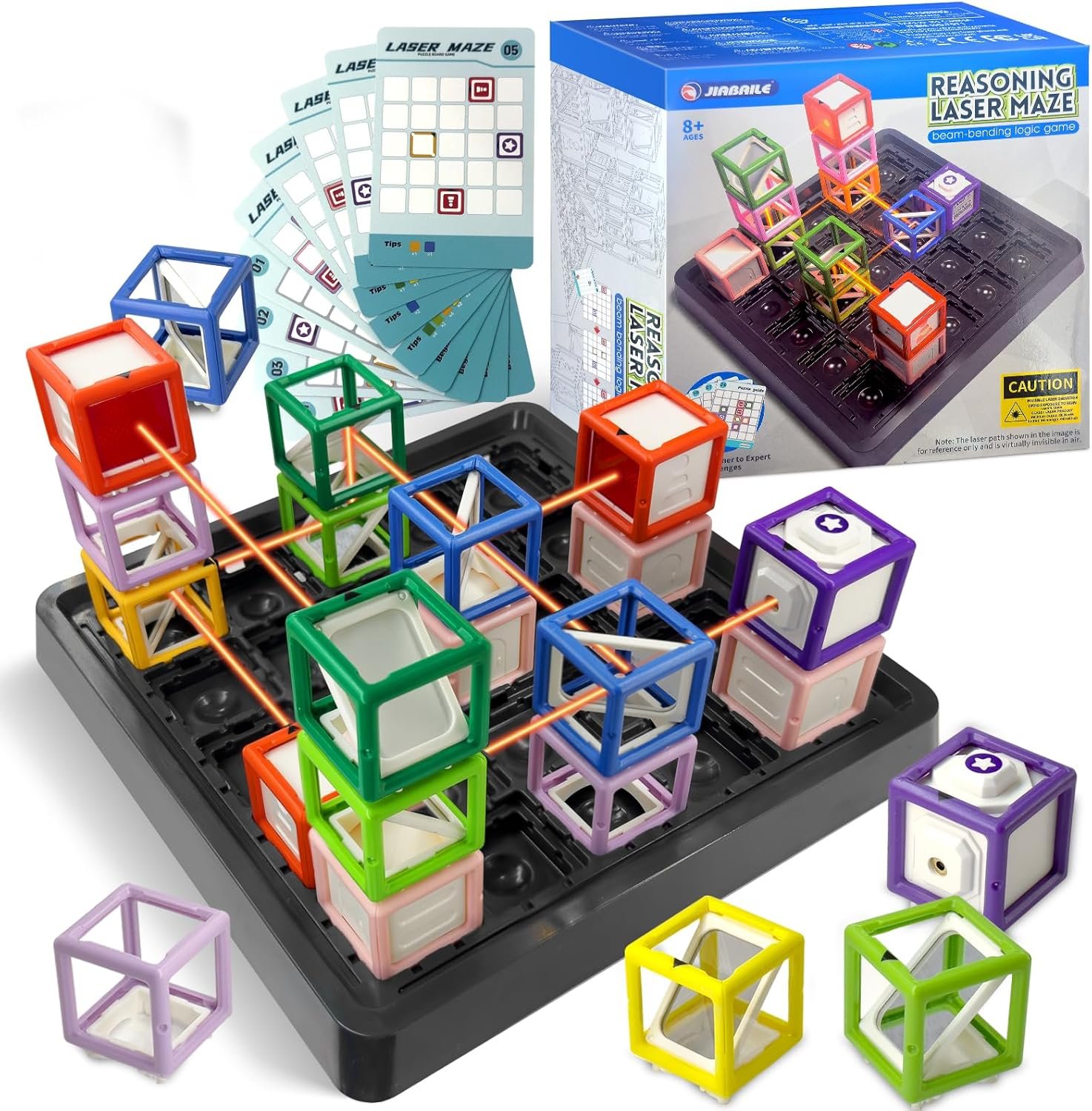 Laser Maze Reasoning Game STEM Toys for 8-13 Year Old Kids Reasoning Laser Game with 60 Challenge Levels Puzzle Games Learning Education Toys Board Thinking Logic Games Ideal Christmas Easter Gift