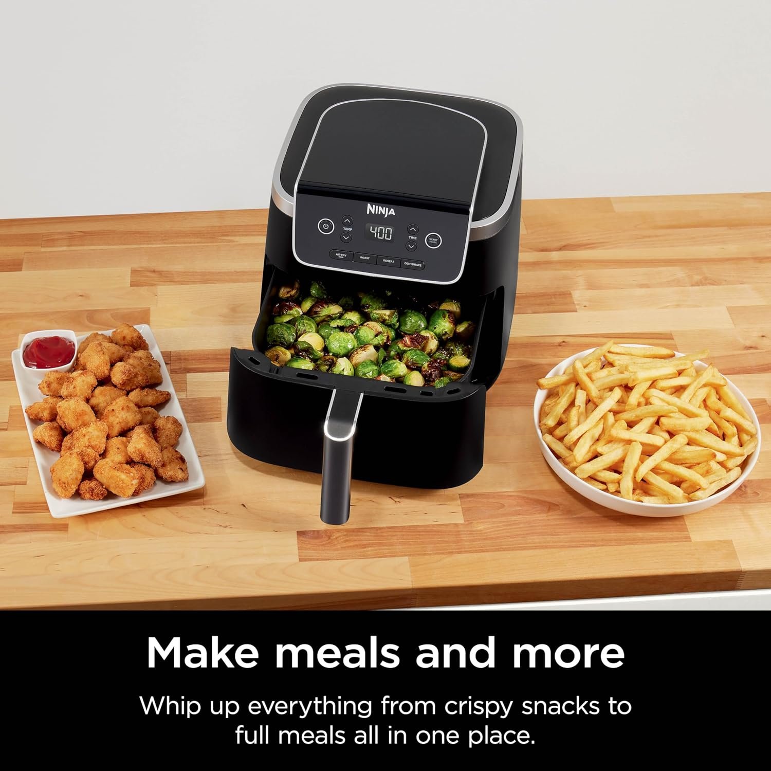 Ninja | Air Fryer | 4-in-1 Pro Air Fry, Roast, Reheat, Dehydrate | 5QT Capacity fits up to 4lbs of French Fries | 400F Max Temp | Nonstick Basket & Crisper Plate | 120V | Grey | AF141 - Image 5