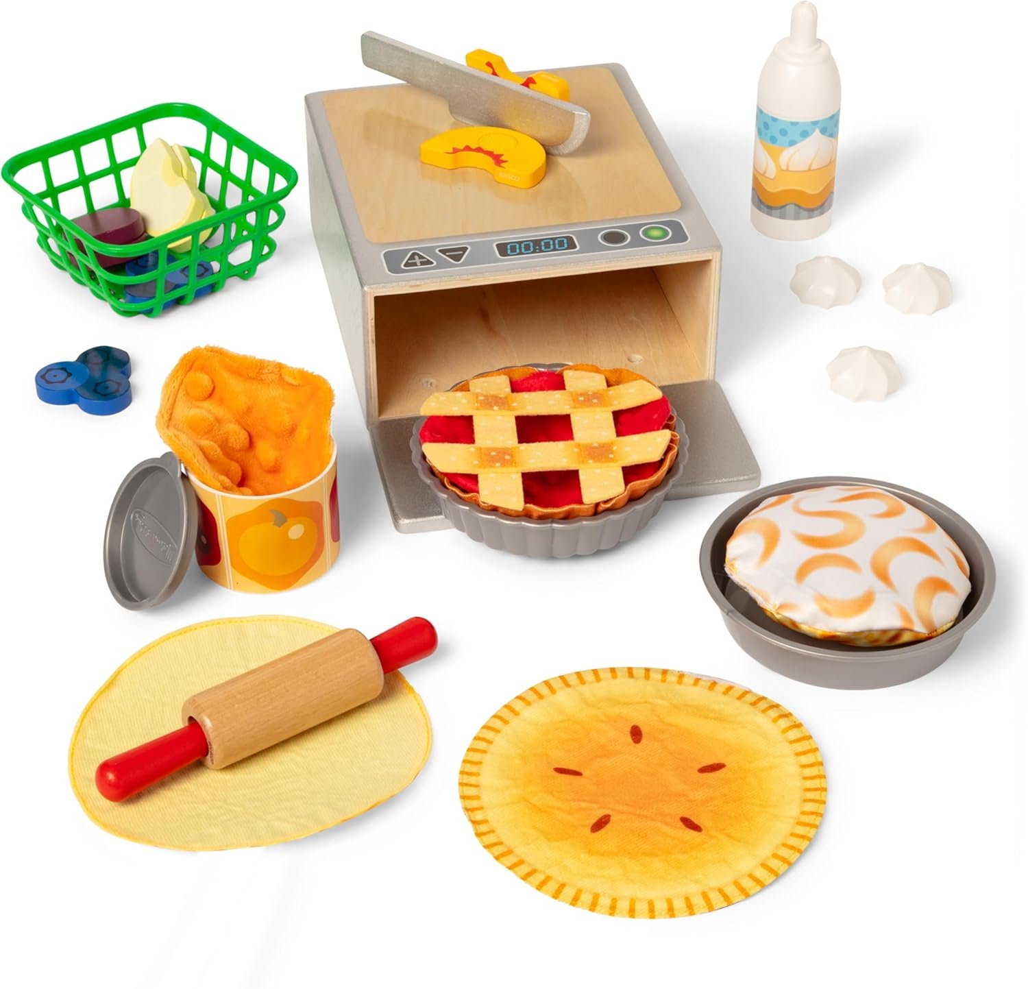Melissa & Doug Make and Bake Pies Pretend Play Food Set and Wooden Oven with Squishy Dough for Ages 3+ - FSC Certified