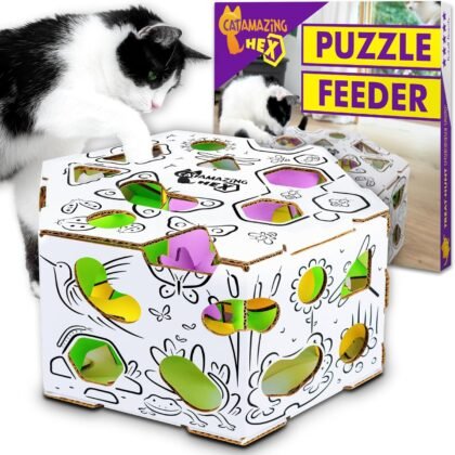 Cat Amazing HEX – Interactive Cat Treat Puzzle Box & Puzzle Feeder – Treat Maze Box for Indoor Cats – Enrichment Food Dispenser Toy!