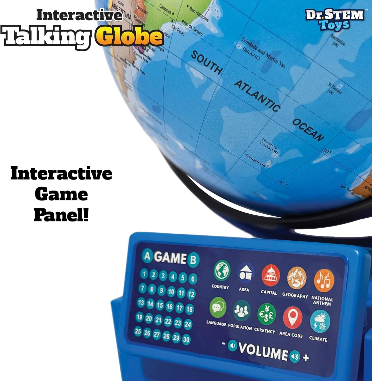 Dr. STEM Toys Interactive Talking Globe with Smart Pen, Game Panel, 300+ Geographic Quiz Questions, Touch & Learn, Music, and More - Educational Toy for Kids Ages 6+ - Image 7