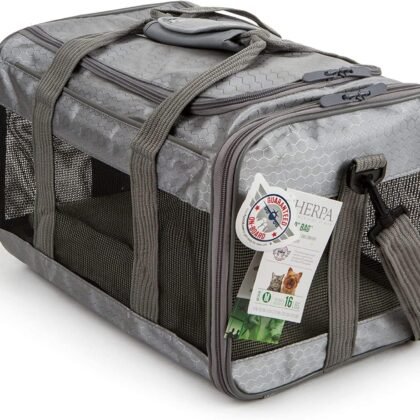 Sherpa To Go Travel Pet Carrier, Airline Approved & Guaranteed On Board - Gray, Medium