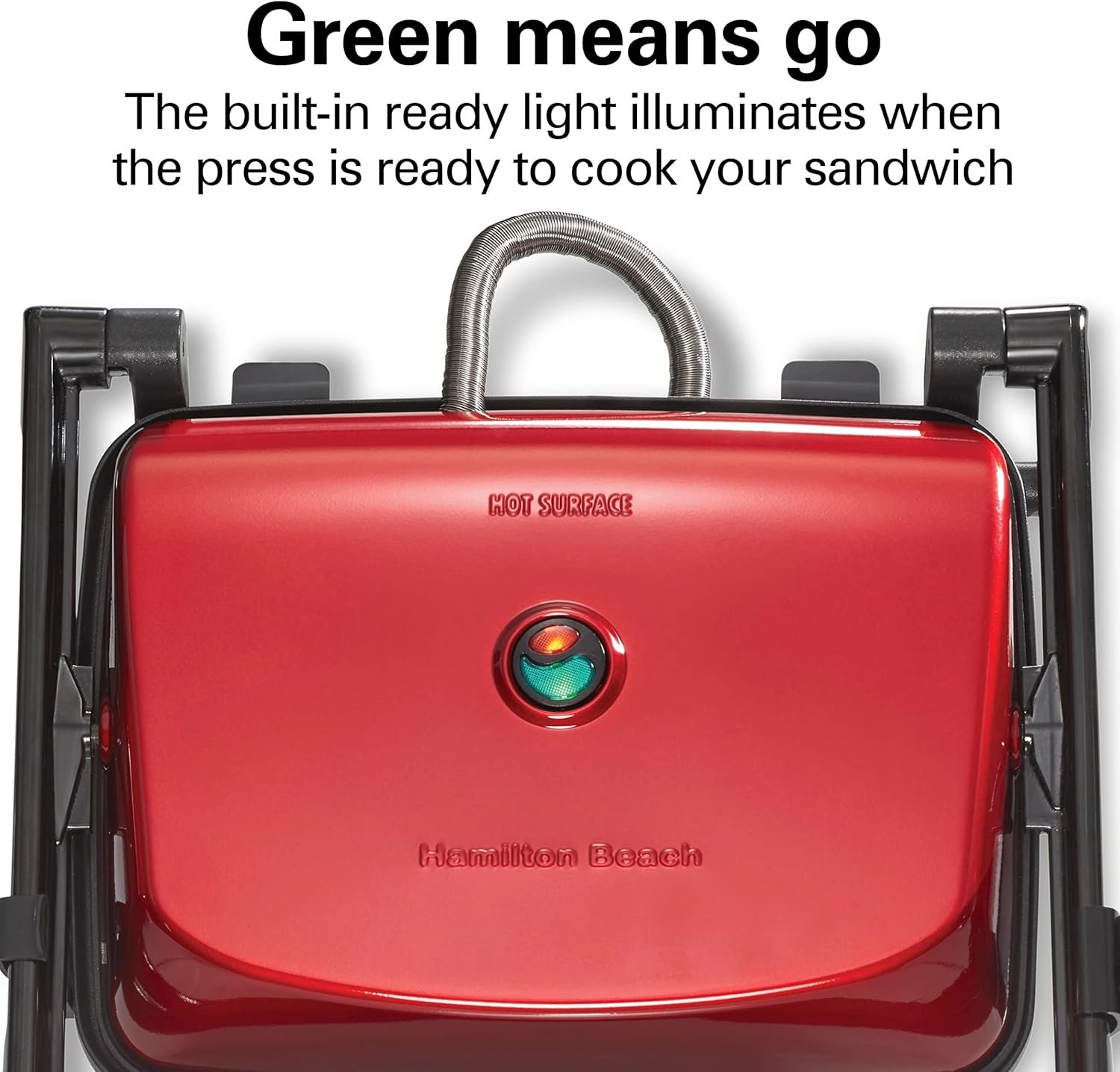 Hamilton Beach Panini Press Sandwich Maker & Electric Indoor Grill with Locking Lid, Opens Wide to Fit Any Thickness for Quesadillas, Burgers & More, Nonstick 8" x 10" Grids, Red (25462Z) - Image 7