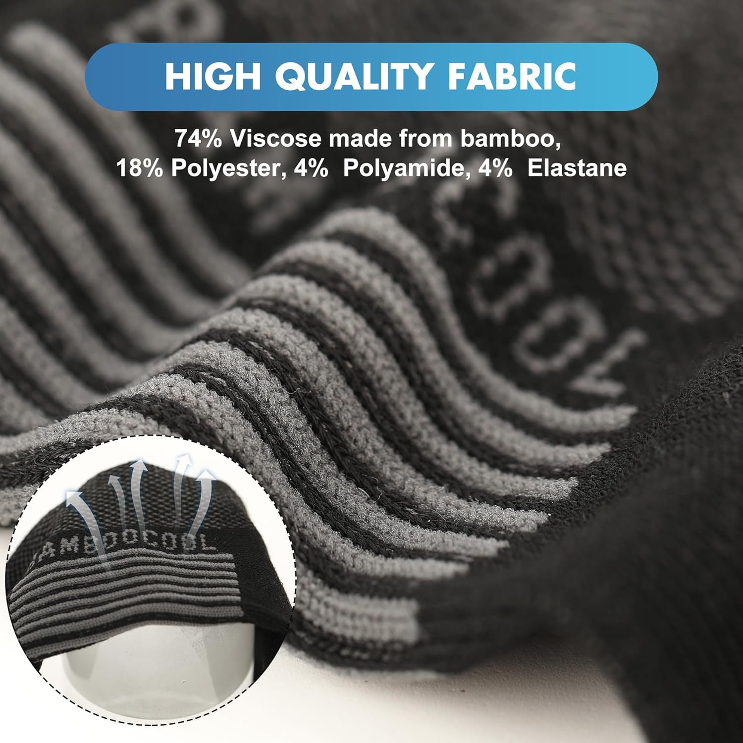 BAMBOO COOL Men's Athletic Ankle Socks Cushioned Moisture Wicking, Low Cut Running Mesh Socks Arch Support, 8 Pack - Image 5