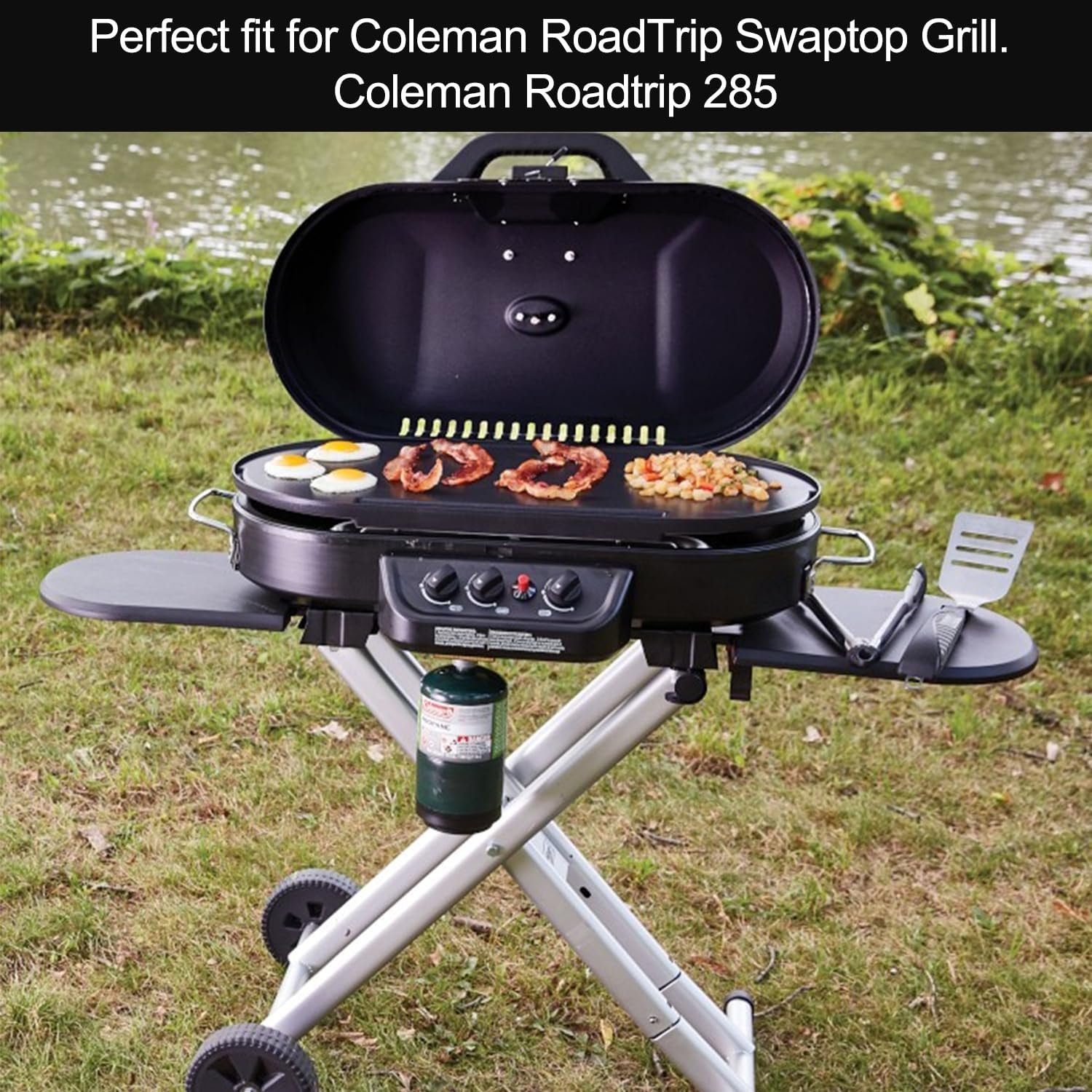 Cast Iron Griddle & Carry Bag Replacement for Coleman Roadtrip Swaptop Grill,Premium Quality Outdoor Accessories for Camping Non-Stick Griddle,Coleman Roadtrip 285,Full Size - Image 3