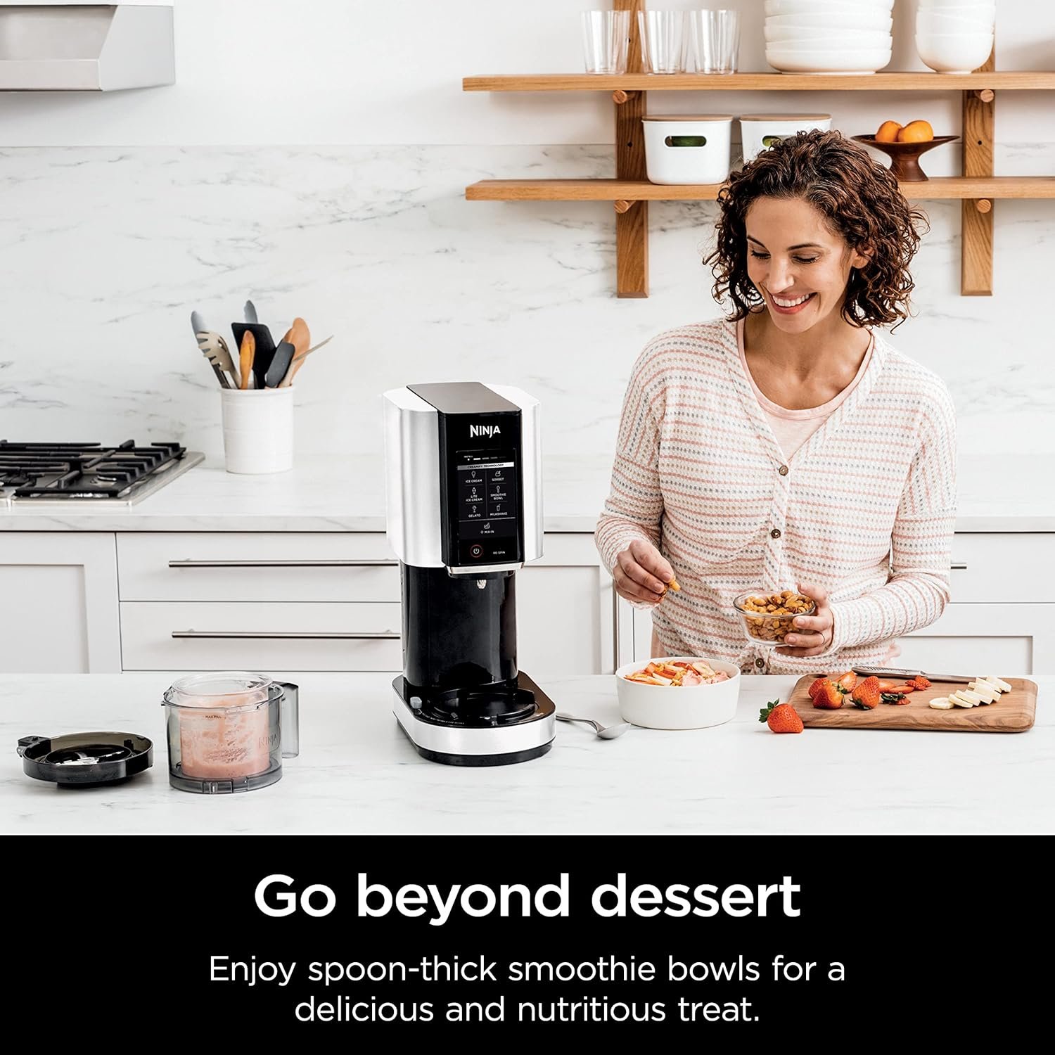 Ninja CREAMi Ice Cream Maker, 7 One-Touch Programs, with (2) Pint Containers & Lids, Compact Size, White (NC301WHBBB) - Image 8