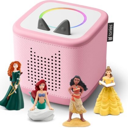 Toniebox 2 Audio Player Disney Princess Bundle for Kids 3+ with Ariel, Moana, Merida, and Belle - Cloud Pink