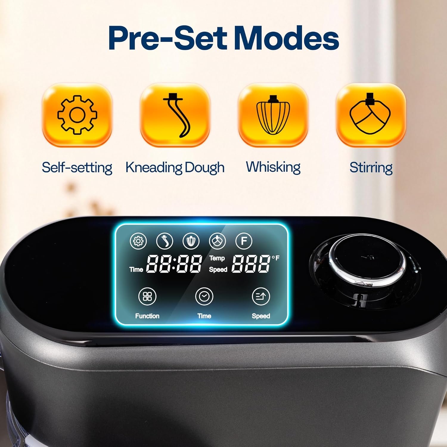 VIVOHOME Stand Mixer with Fermentation, One-Touch Presets Electric Dough Mixer with 6 Qt Bowl, Kitchen Standing Mixer for Baking, Cake with Flex Edge Beater, Bread Hook, Whisk, Gray - Image 3