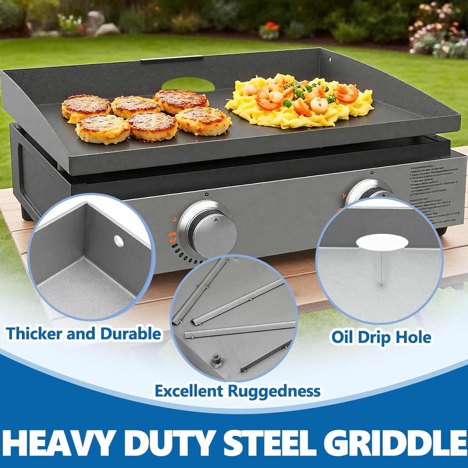 SafBbcue 22 inch Griddle Replacement Flat Top for Blackstone 22 inch Tabletop Griddle with Rear Grease System for Blackstone 22" Grill 1813 1666 1891 1833 1840 1842 2166 1895 Grill Replacement Top - Image 3