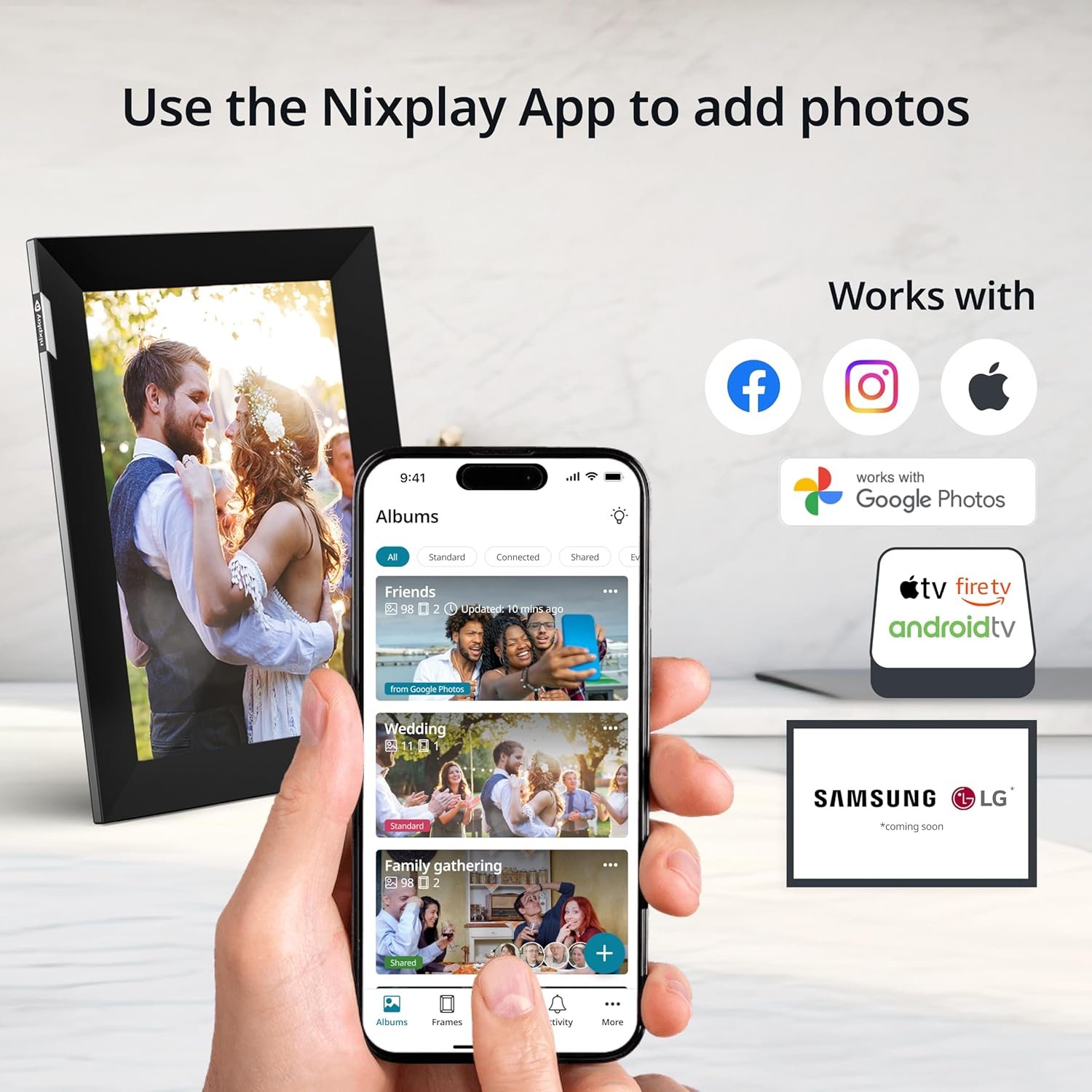 Nixplay Digital Touch Screen Picture Frame with WiFi - 10.1” Photo Frame, Connecting Families & Friends (Black/Silver) - Image 5