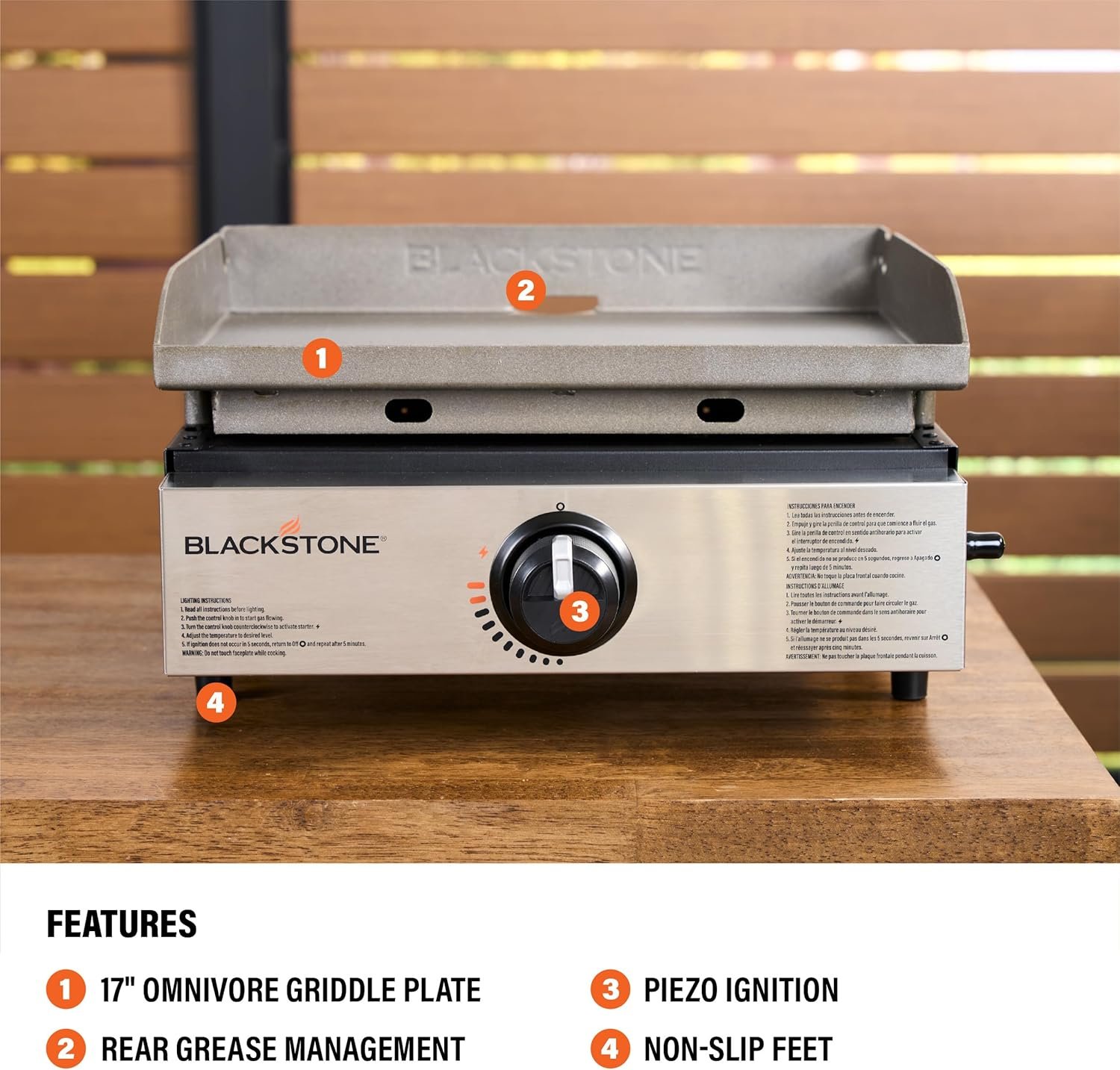 Blackstone 1971 Original 17” Tabletop Griddle with Stainless Steel Front Plate, Powder Coated Steel, Black - Image 4