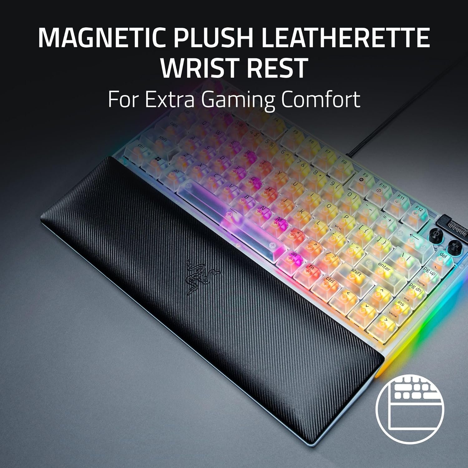 Razer BlackWidow V4 75% Mechanical Gaming Keyboard: Hot-Swappable Design - Compact & Durable - Orange Tactile Switches - Chroma RGB - MF Roller & Media Keys - Comfortable Wrist Rest - Phantom White - Image 7