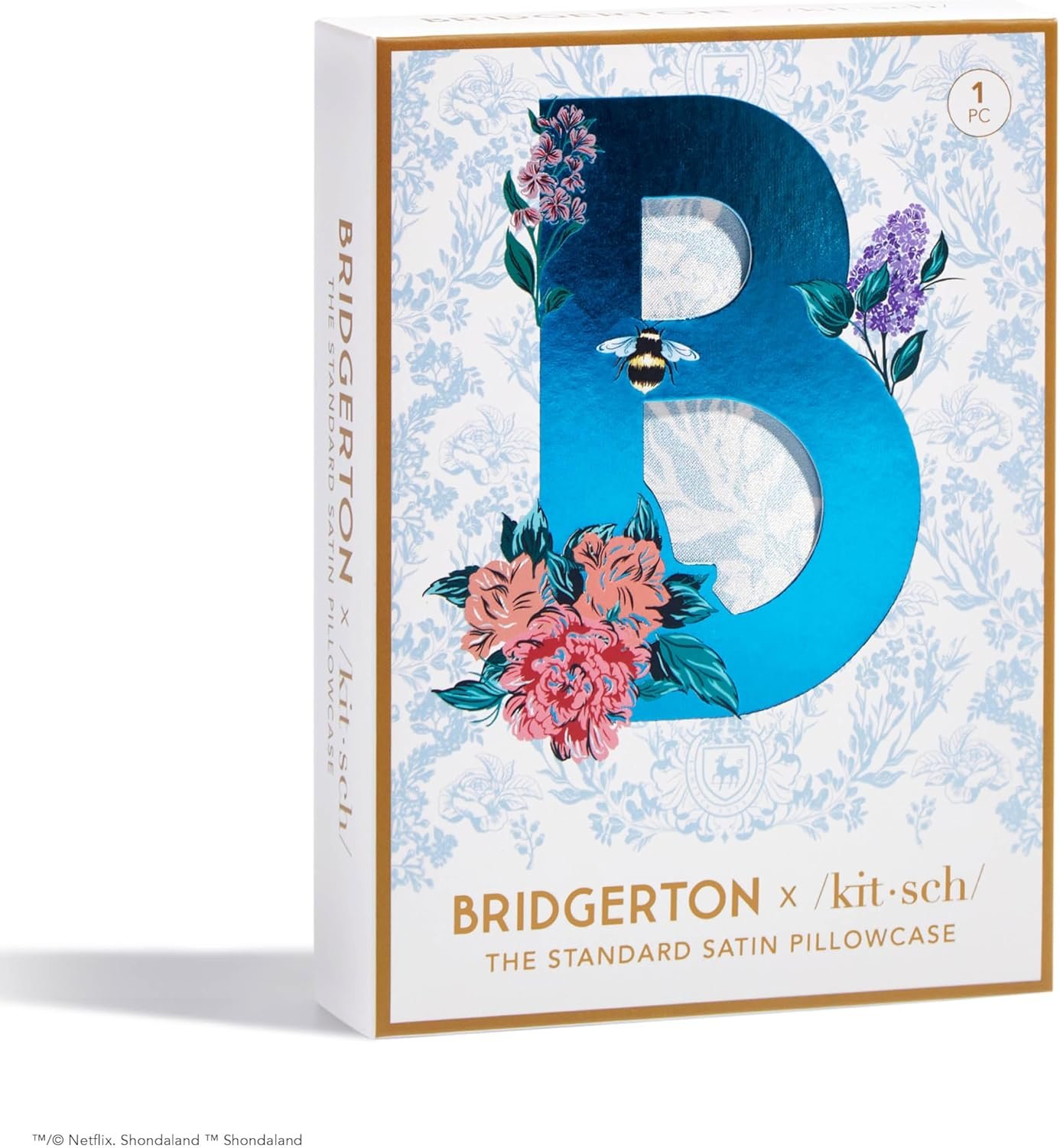 Kitsch x Bridgerton Satin Pillowcase with Zipper for Hair Skin, Softer Than Silk Pillow Cases, Wrinkle-Free, Cooling Satin Pillow Covers, Bridgerton - Toile De Blue, Standard Size (19"x26") - Image 3