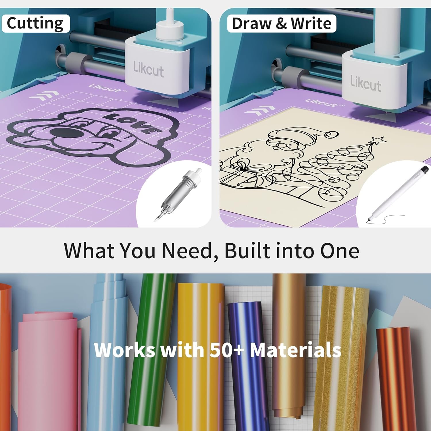 Likcut Vinyl Cutter Machine, Smart Sticker Maker Glee S501 for DIY Joy, Portable Cutting Tool for Crafting Beginner, Compact Design for Home & School Craft Projects, DIY Home Decor, Blue - Image 8