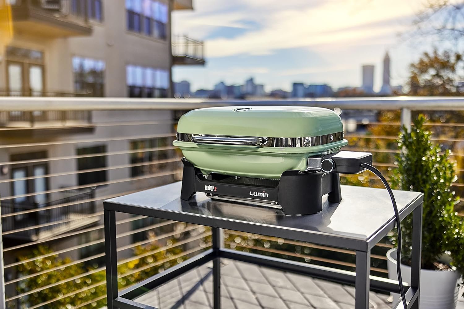 Weber Lumin Compact Outdoor Electric Barbecue Grill, Light Green - Great Small Spaces such as Patios, Balconies, and Decks, Portable and Convenient - Image 2
